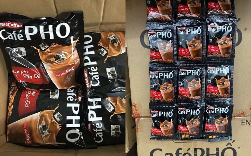 Quy cách đóng gói của cà phê sữa đá CAFÉ PHỐ MacCoffee bịch 720g giúp người dùng dễ dàng tính toán số lượng khi mua theo thùng 